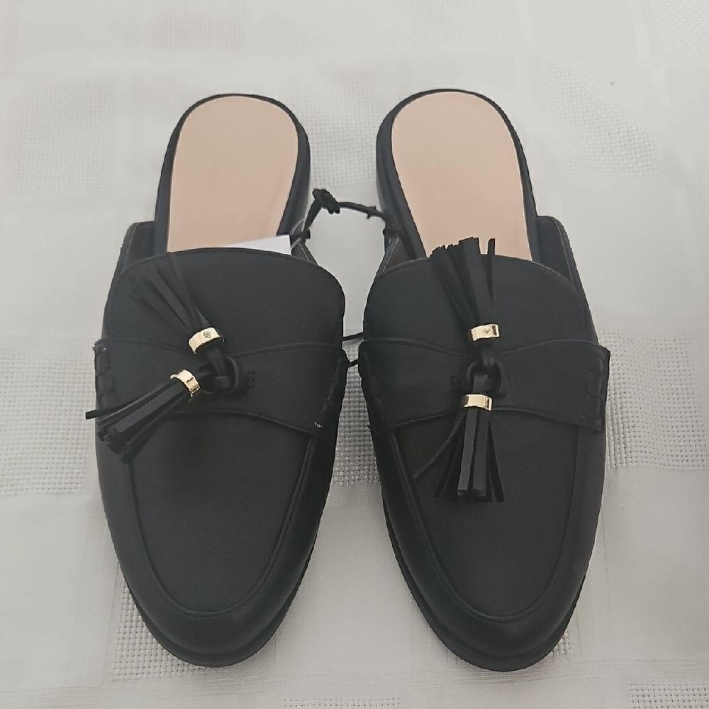 LOFT Black Mules with Tassels